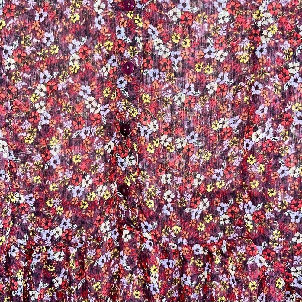 Lane Bryant Floral Chiffon Handkerchief Hem Button Front Boho Blouse 14/16 - Picture 7 of 9